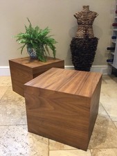 Large Vintage Habitat Wooden Storage Boxes/ Bedside End Tables Lidded Set 2