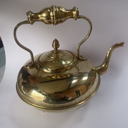 Antique brass kettle with feet - antique,