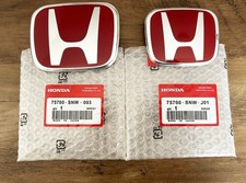 2x Red JDM Honda Front Grill and Rear Trunk Emblems Badges Fit 2006-2015 Civic