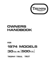 Triumph Owners Manual Book 1974 Trophy Trail TR5T
