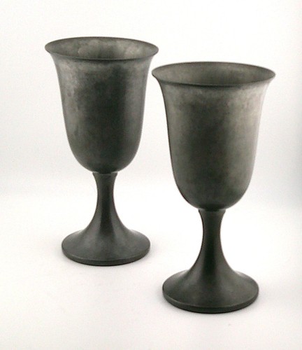 Vintage pewter goblets - pewter, rustic