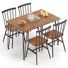 5-Piece Dining Table Set for Kitchen Table & 4 Chairs w/ Metal Frame Walnut