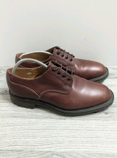 Loake Epsom Made In England Brown Leather Derby Shoes Size UK 8