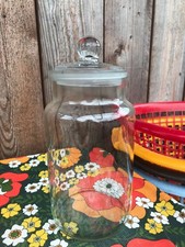 RAVENHEAD VINTAGE GLASS SWEET STORAGE JAR RETRO KITCHENALIA GROUND TOP LID 29CM