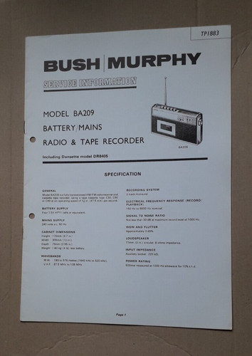 Bush murphy ba209 - bush,