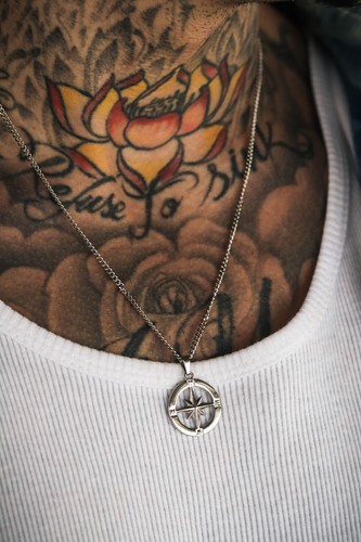 Silver compass pendant - silver,