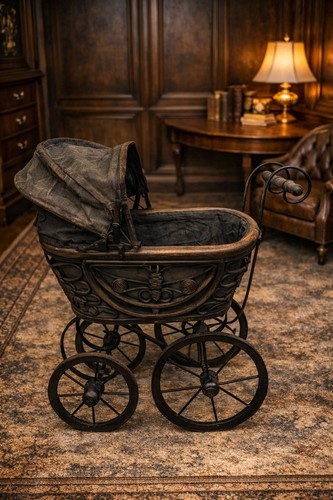 Antique victorian dolls - antique, pram