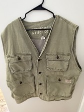 Vintage Abercrombie & Fitch Button Front Cargo Utility Vest Game Hunting Green L
