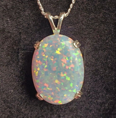White opal rainbow oval - rainbow,
