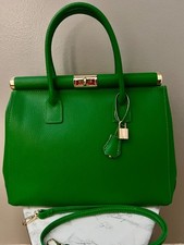 VIOLA CASTELLANI Made In Italy Leather Ladylike Top Frame Satchel