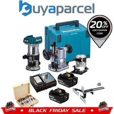 Makita DRT50RTJX2 18v Cordless Brushless Laminate Router Trimmer Plunge 12PC Kit