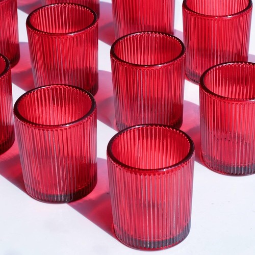 Ribbed red tea light - red,