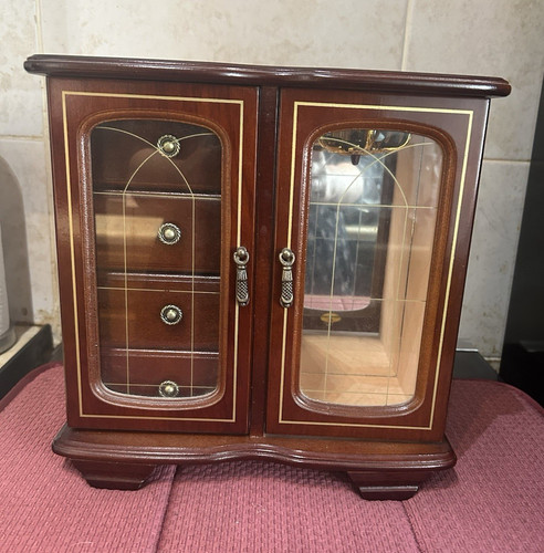 Wood glass jewellery box - wood,