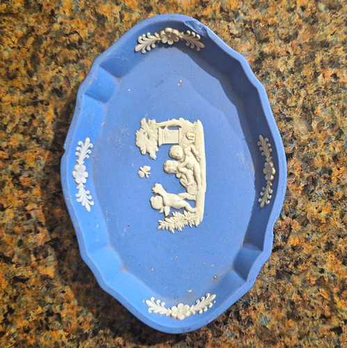 Wedgwood blue jasperware - blue, oval