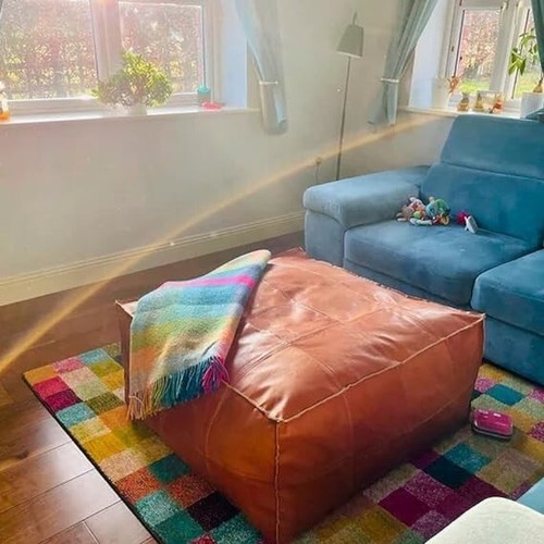 Moroccan leather coffee table - moroccan,