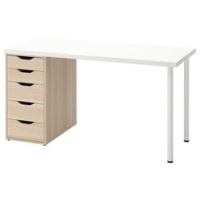 IKEA Desk with Storage Drawers Home Office Study Table Compact Workstation