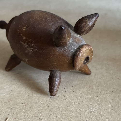 Wooden pig ornament figurine - wooden,