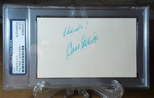 "MAMA" CASS ELLIOT  SIGNED, AUTO'D 3X5 INDEX CARD-THE MAMAS & THE PAPAS-PSA/DNA