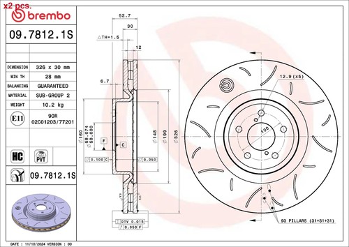 Pcs front brake disc rotos - x2,