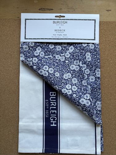 Burleigh blue calico tea towel - calico,