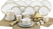 50pc Gold Sparkle Combo Dinner Set Plates Bowls & Serving Dish Set Gold Silver