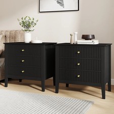 Pair of Large 3 Drawer Bedside