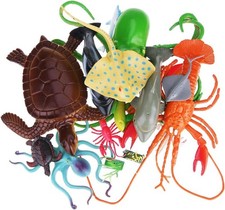 Nabance Large Sea Animal Figures Toys 18PCS Plastic Sea Creatures for Bath Ocea