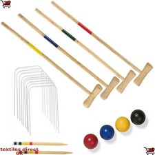 Giant Croquet Wooden Garden Lawn Outdoor Children Family Game Set 4 Players Toys
