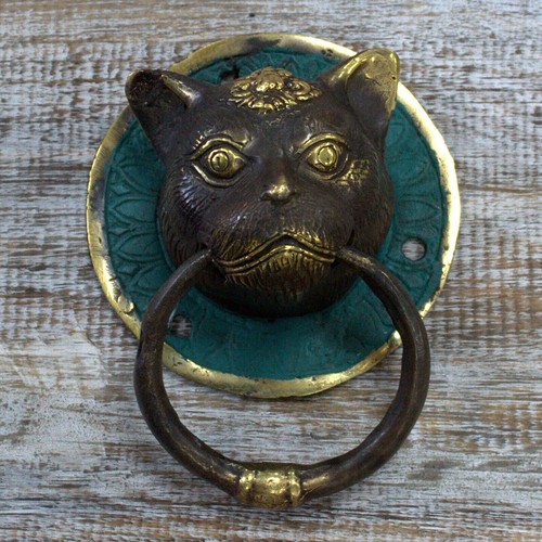 Vintage brass door knocker - door,