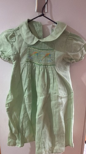 Girls green smocked dress - smocked,