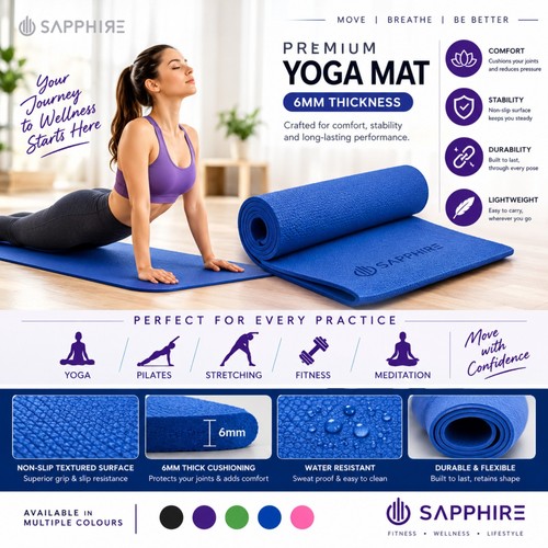 Yoga mat 6mm thick non - mat, slip