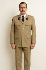 VINTAGE 1978 French Military Suit Tunic Jacket Trousers Paul Boyé Tan Khaki Unif