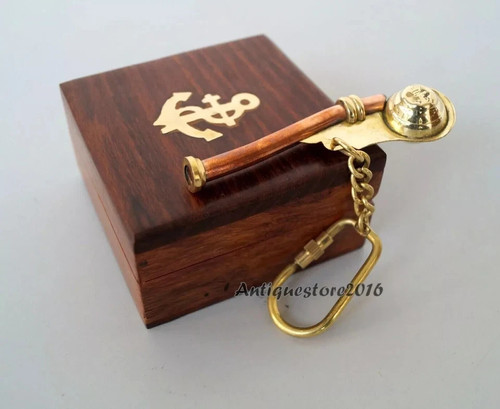 Nautical brass bosun whistle - brass,