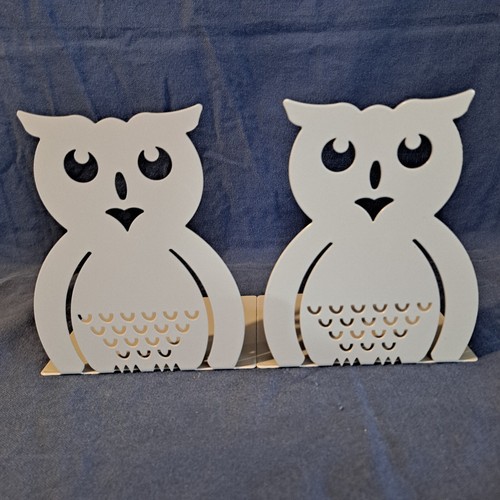 Metal owl book ends - book,