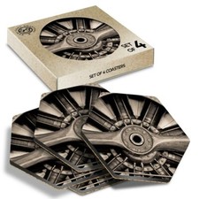 4 x Hexagon Coasters - Vintage