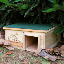 Raised Wooden Hedgehog House Animal Hibernation Shelter House with Green Roof