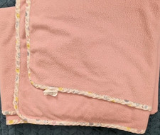 Mothercare pink Fleece Cot Blanket 120x155cm trim floral flowers