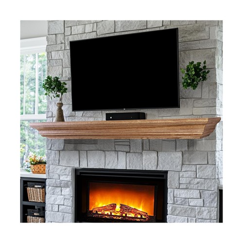 Rustic fireplace mantel shelf - rustic,