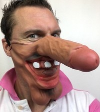 Funny Half Face Long Dick Nose Mask Brown Willy Penis Fancy Dress Stag Hen Party