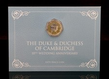 GIBRALTAR 2021 CATHERINE & WILLIAM 10TH WEDDING COLOURED 50P COIN CARD LTD 2750