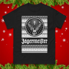 Jagermeister Knitted Effect Christmas T-Shirt Funny Festive Beer Lover Tee Top