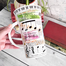 Dunoon Large Fine Bone China Jackie Reynolds Music Latte Mug 500mls