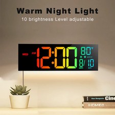16 Inch Large Digital LED Wall Clock Big Display RGB Colours Alarm With Remote