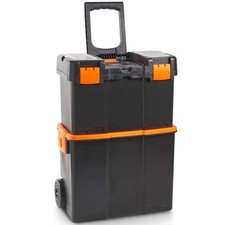 VonHaus Roller Tool Box - 3-Pack Secure Wheeled Tool Box with Stackable Boxes