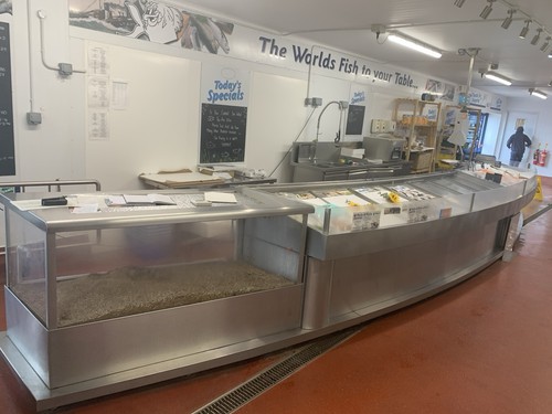 Huge fish counter display with - display,