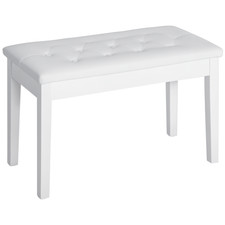 HOMCOM Classic Piano Bench Padded Seat Wooden Makeup Stool, White