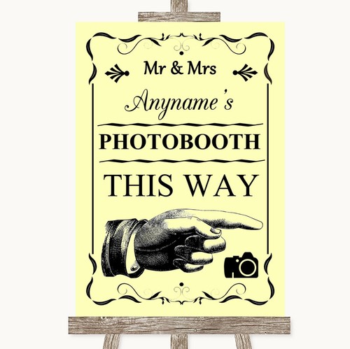 Yellow photobooth this way - photobooth,