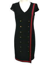 Joseph Ribkoff Black Dress Gold Buttons Size 14