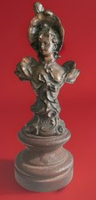 Art Nouveau Spelter Figure of a Lady Wearing a Bonnet