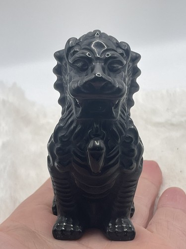 161g black obsidian lion hand - black,
